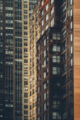 Fototapeta premium A traffic light standing in front of a tall building, a common urban scene