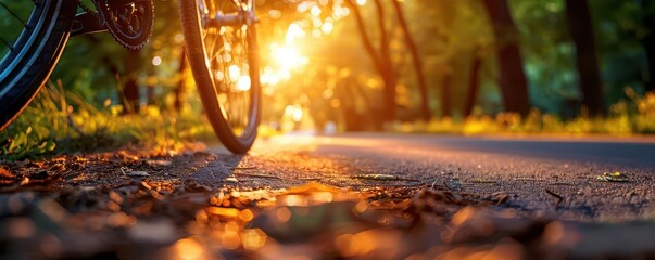 Bicycle ride through a scenic park, dynamic and serene, Urban, Soft greens, Photograph, Leisure activity