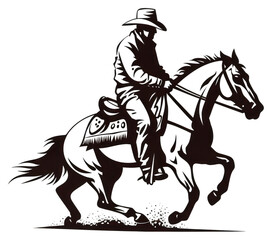 Fototapeta premium PNG Cowboy riding horse silhouette art