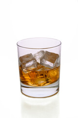 Glass of whiskey on ice