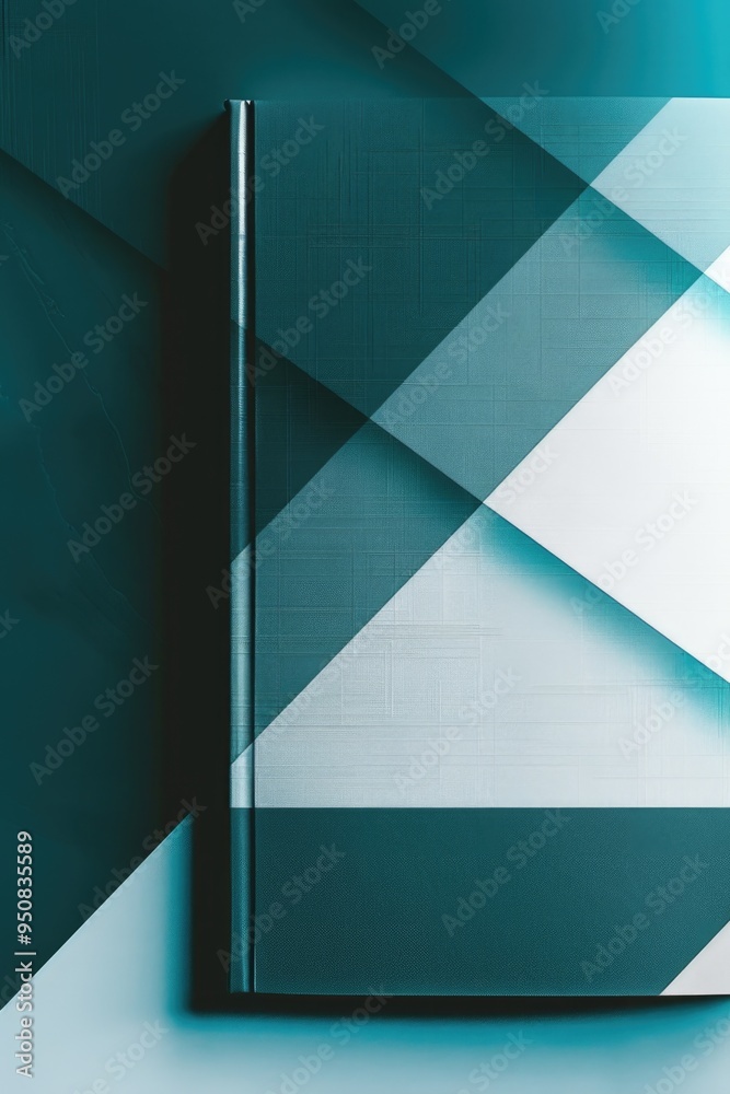 Poster A closed book resting on a table with a flat surface and two legs