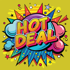 Fototapeta premium Hot Deal Colorful background banner sales with text effect template