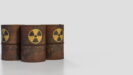 The  Radioactive symbol on rusty tank for sci or nuclear concept 3d rendering.