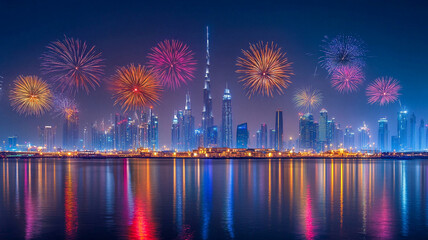 Fototapeta premium fireworks in the city