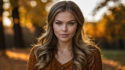 Obraz premium Autumn Elegance: Golden Hour Grace