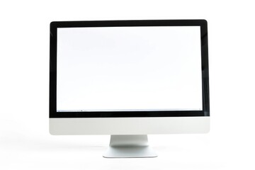 Fototapeta premium A computer monitor sits on a desk, great for office or workspace scenes