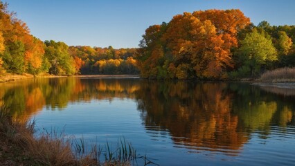 Autumn's Reflection: Nature's Serene Masterpiece
