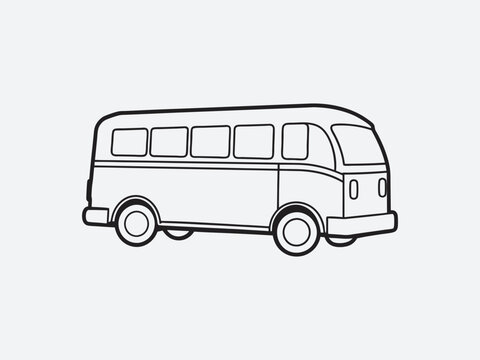 recommend clip art: Black bus silhouette line art vector art illustration, 