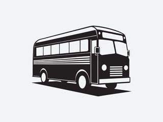 Black bus silhouette vector art illustration, 