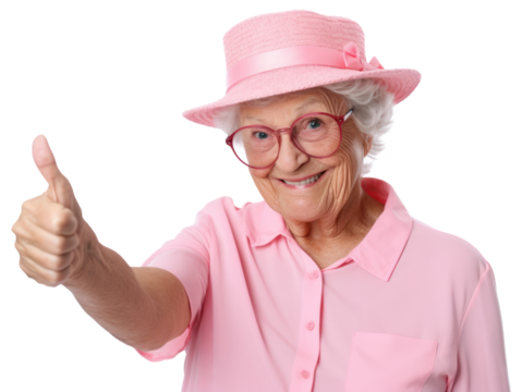PNG Elderly woman in pink smiling - Powered by Adobe