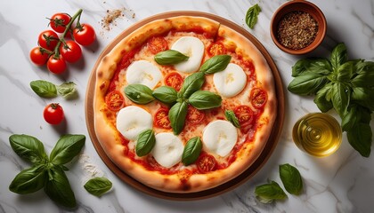 pizza with tomatoes and mozzarella