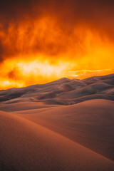 A beautiful stormy sunset at the Sand Dunes in Colorado