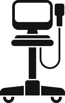 recommend clip art: Medical ultrasound machine showing display on wheels icon in simple style