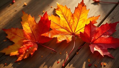 Fototapeta premium Autumn leaf texture with rich shades of red, orange, and yellow, adding warmth and color to any space.