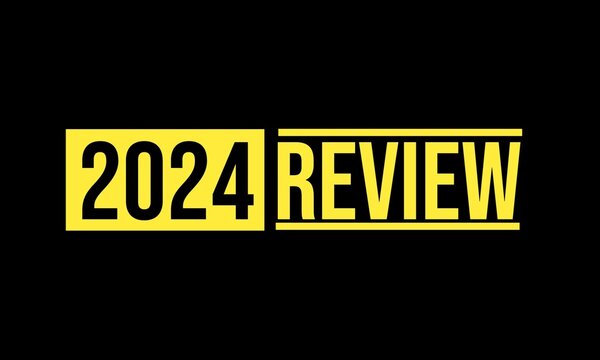 2024 year review isolated on black background. Creative design. 