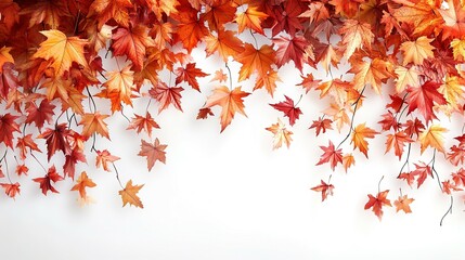 Fototapeta premium Autumn Maple Leaves Falling on White Background