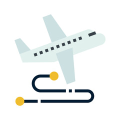 Flight route traveling. COVID-19. Vector icon on a transparent background.
