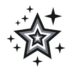 Obraz premium Set of stars icon, star symbol collection, black and white color, vector