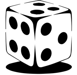 흰색 배경에 검정색 주사위 모양의 단순한 아이콘