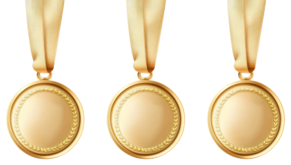 PNG Three gold medals hanging