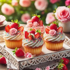 Kleine Erdbeerkuchen