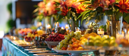Beautifully Decorated Catering Banquet Table