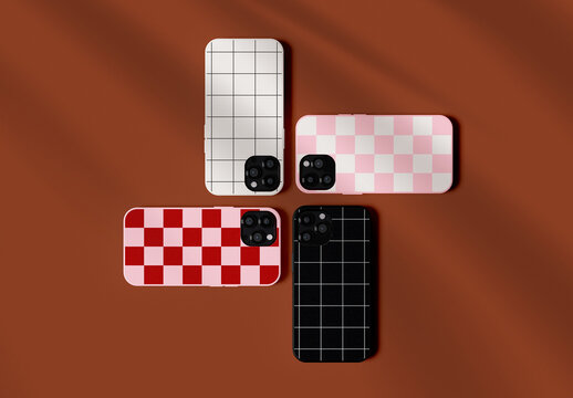 Top view of Phone Cases Design Mockup