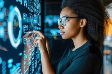 african american woman IT specialist analysing data information technology