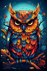 Obraz premium vintage style illustrated owl, owl illustration