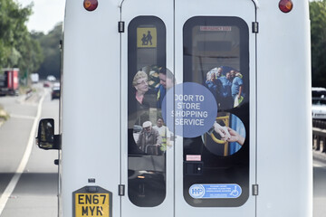 Community Transport Coach to Clacton on Sea. Essex, UK, 27 August 2024