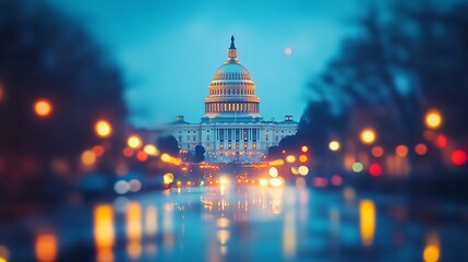 USA Capitol building at night