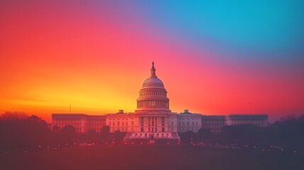 Obraz premium USA Capitol building at sunset