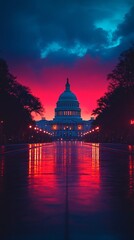 Fototapeta premium USA Capitol building at sunset