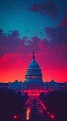 Obraz premium USA Capitol building at sunset
