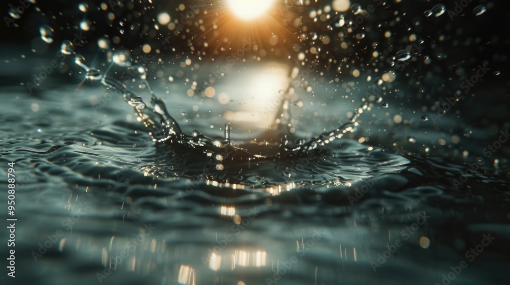 Aufkleber close-up shot of water with a soft light shining from behind, great for representing serenity and pe