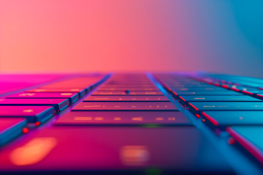 A extreme close-up of an Keyboard against a stunning gradient background