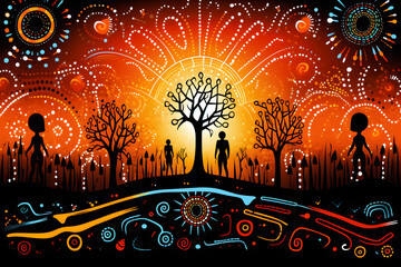 Obraz premium illustrated aboriginal art style