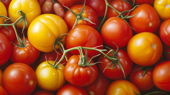 The variety and richness of the tomatoes symbolize Creation, Harvest, and the Beauty of Diversity in Nature