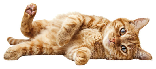 PNG Playful orange tabby cat relaxing