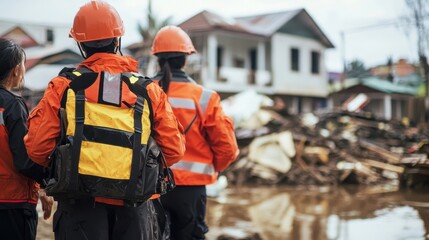 Emergency Response Team Assessing Disaster Damage