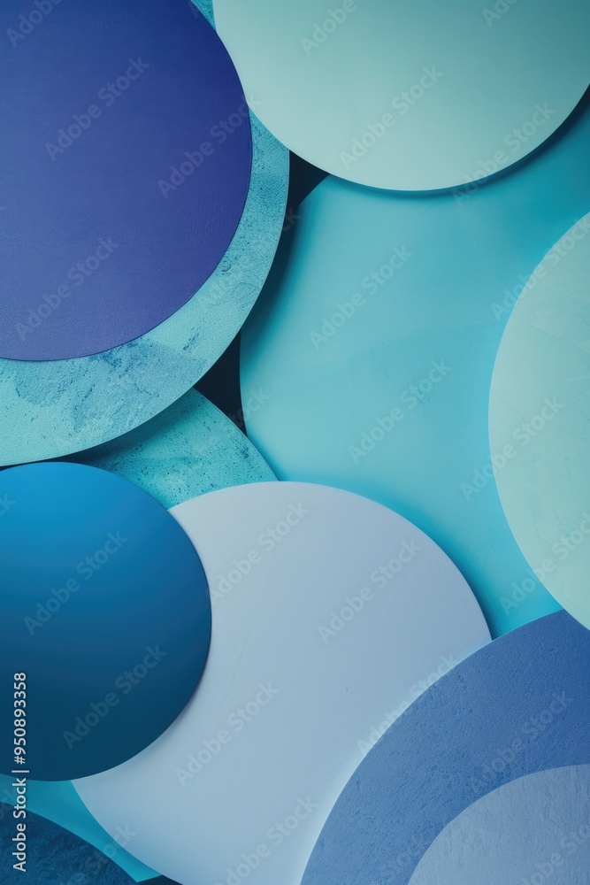 Poster close-up of blue and white circle cluster with intricate details