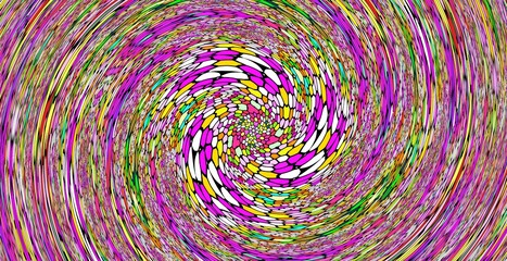 A colorful swirl of shapes and colors. The colors are bright and vibrant, creating a sense of energy and movement. The swirl seems to be a representation of the chaos and unpredictability of life