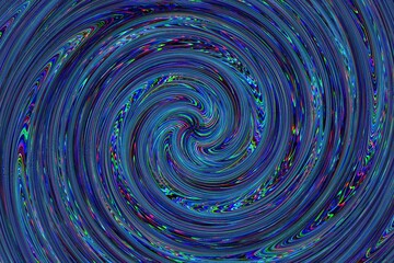A blue swirl with a rainbow of colors. The swirl is very abstract and has a lot of detail
