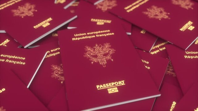 France passports. France immigration, citizenship, travel and tourism concept