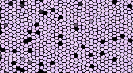 A purple background with black and white dots