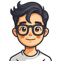 Fototapeta premium Cute cartoon boy with glasses. Vector illustration isolated on white background.