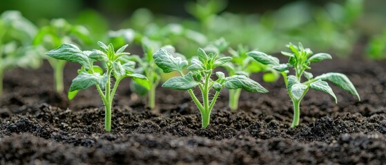 Obraz premium Thriving Seedlings Sprouting in Rich, Fertile Soil
