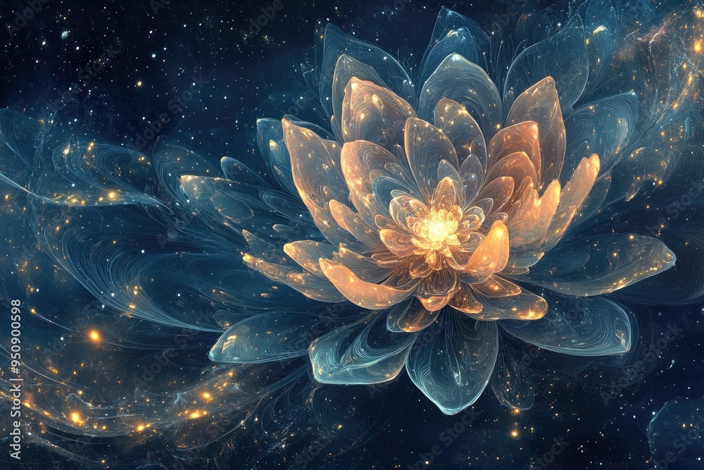 Wall mural a cosmic flower in a starry sky