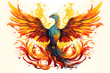 Obraz premium vintage style illustrated phoenix, mystical phoenix
