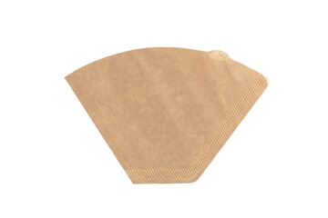 Brown coffee filter isolated on a white background.